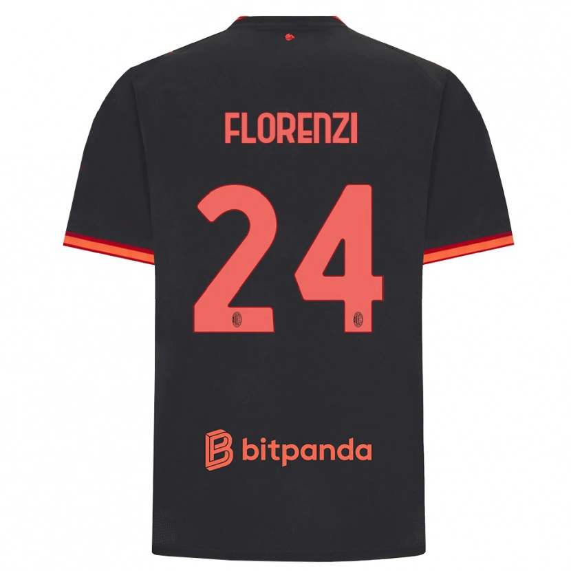 Danxen Kvinder Alessandro Florenzi #24 Sort Rød Tredje Sæt Spillertrøjer 2026/27 Trøje T-Shirt
