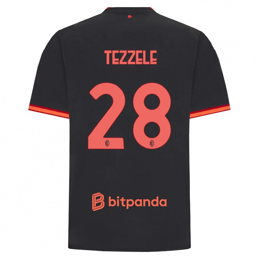 Danxen Kvinder Matteo Tezzele #28 Sort Rød Tredje Sæt Spillertrøjer 2026/27 Trøje T-Shirt