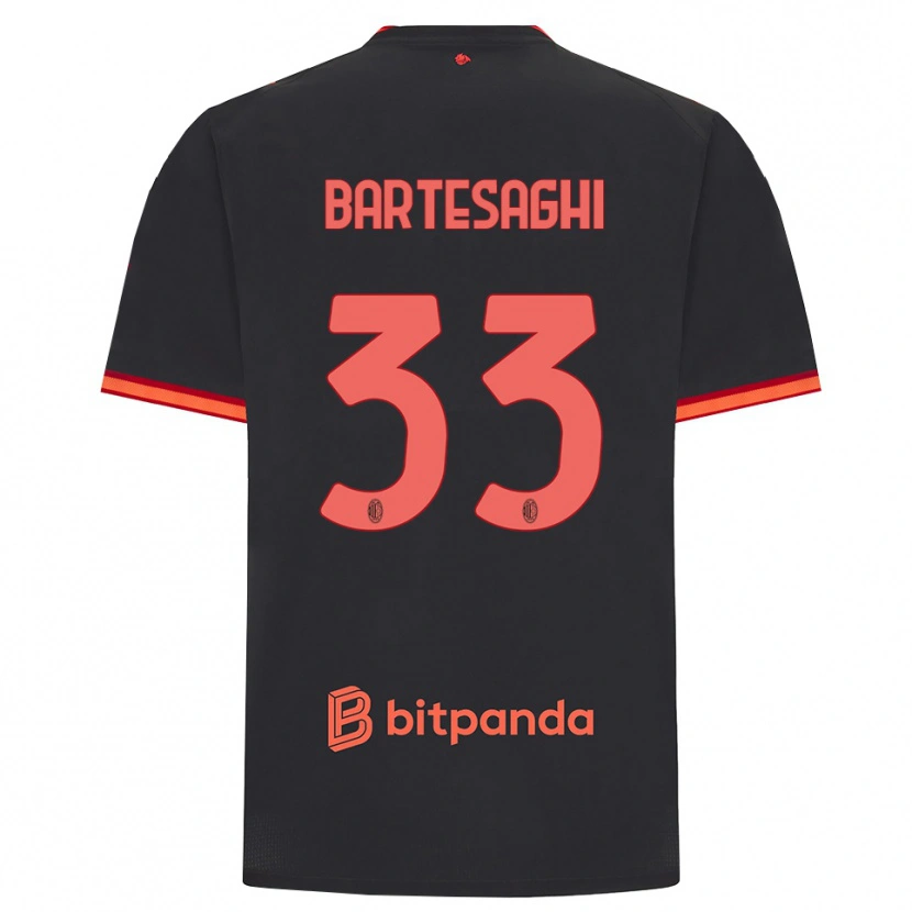 Danxen Kvinder Davide Bartesaghi #33 Sort Rød Tredje Sæt Spillertrøjer 2026/27 Trøje T-Shirt
