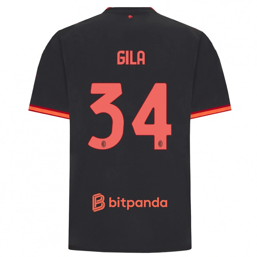 Danxen Kvinder Mario Gila #34 Sort Rød Tredje Sæt Spillertrøjer 2026/27 Trøje T-Shirt