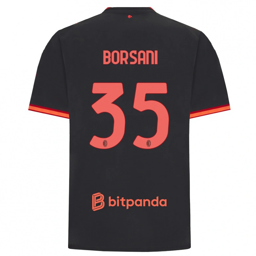 Danxen Kvinder Emanuele Borsani #35 Sort Rød Tredje Sæt Spillertrøjer 2026/27 Trøje T-Shirt
