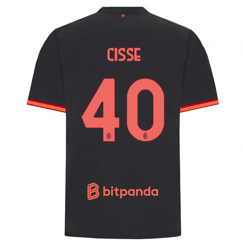 Danxen Kvinder El Hadji Malick Cissé #40 Sort Rød Tredje Sæt Spillertrøjer 2026/27 Trøje T-Shirt