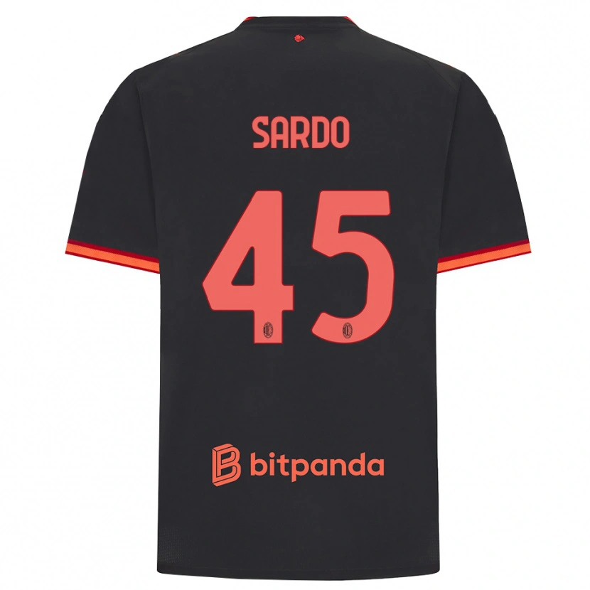 Danxen Kvinder Jacopo Sardo #45 Sort Rød Tredje Sæt Spillertrøjer 2026/27 Trøje T-Shirt