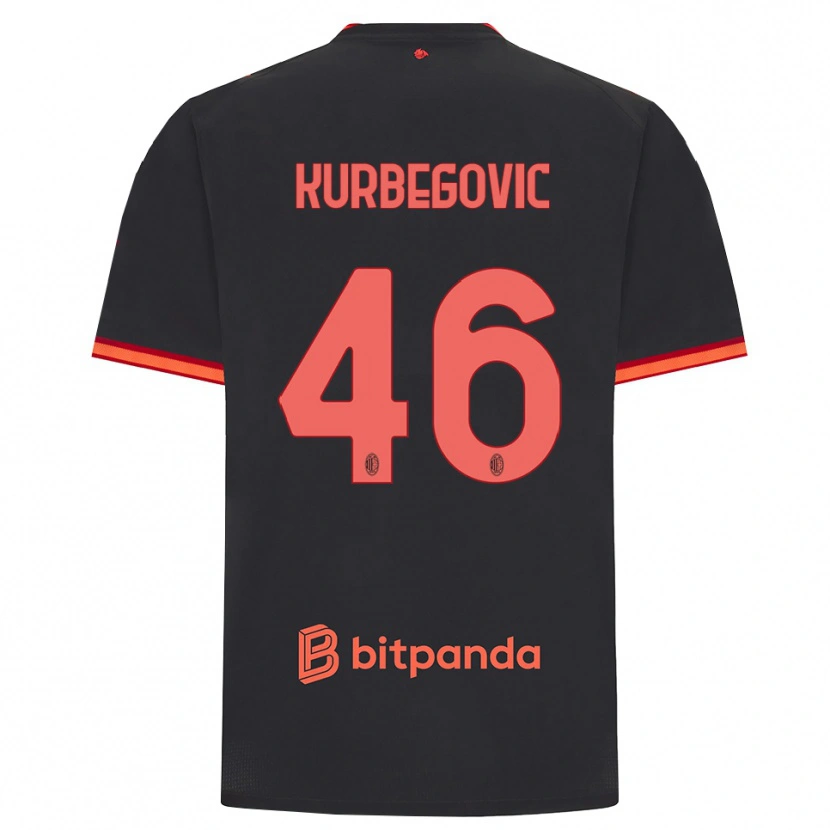 Danxen Kvinder Dino Kurbegovic #46 Sort Rød Tredje Sæt Spillertrøjer 2026/27 Trøje T-Shirt