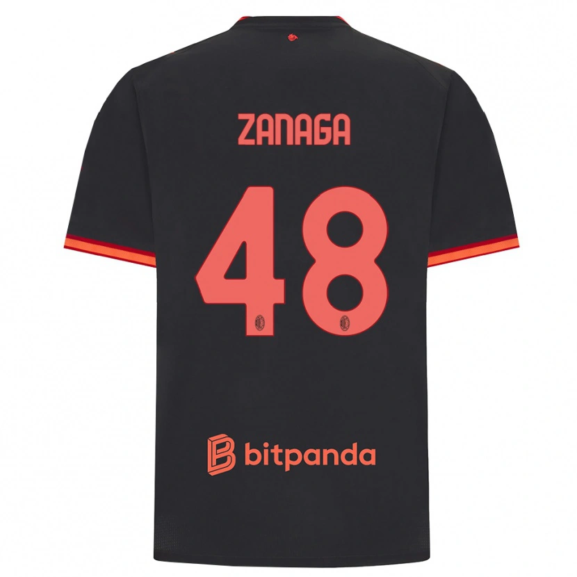 Danxen Kvinder Edoardo Zanaga #48 Sort Rød Tredje Sæt Spillertrøjer 2026/27 Trøje T-Shirt