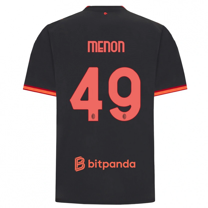 Danxen Kvinder Luca Menon #49 Sort Rød Tredje Sæt Spillertrøjer 2026/27 Trøje T-Shirt