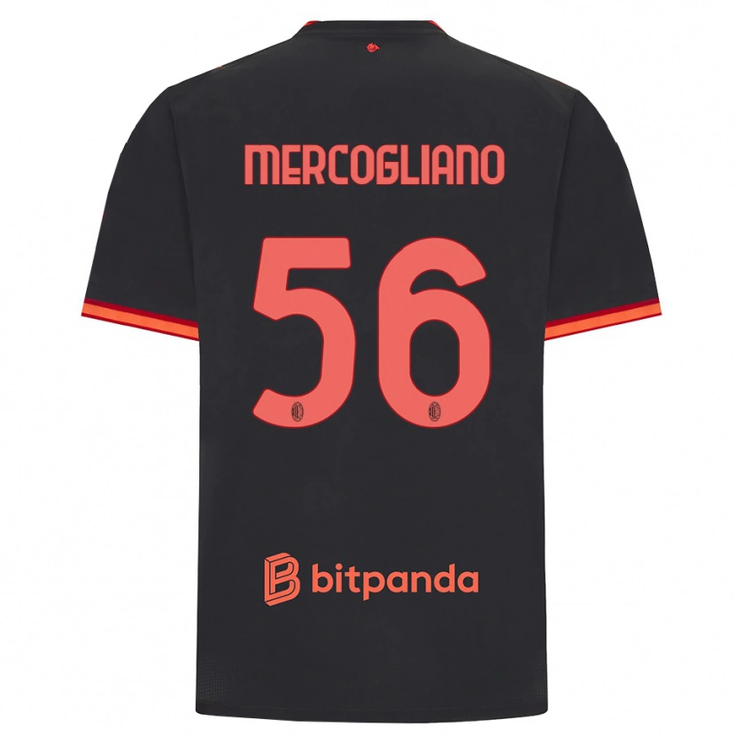 Danxen Kvinder Mattia Mercogliano #56 Sort Rød Tredje Sæt Spillertrøjer 2026/27 Trøje T-Shirt