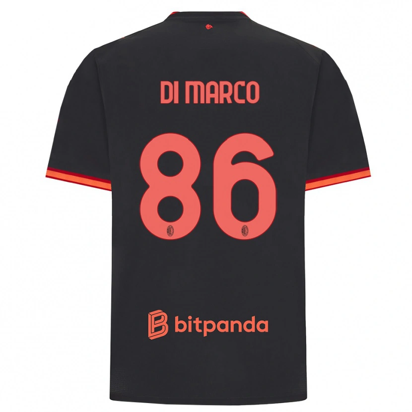 Danxen Kvinder Luca Di Marco #86 Sort Rød Tredje Sæt Spillertrøjer 2026/27 Trøje T-Shirt