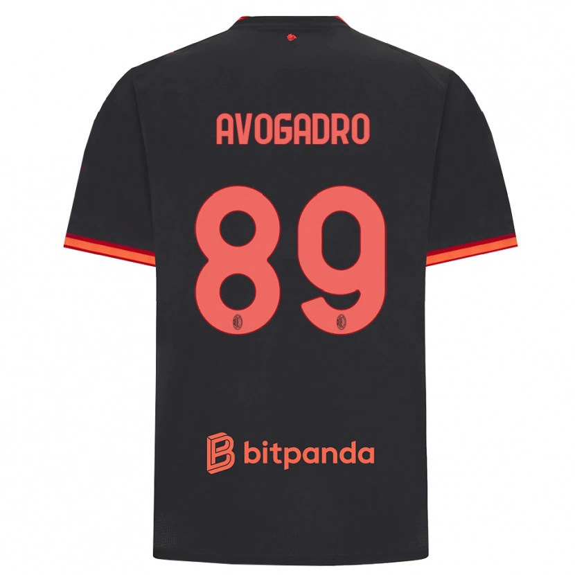 Danxen Kvinder Pietro Avogadro #89 Sort Rød Tredje Sæt Spillertrøjer 2026/27 Trøje T-Shirt