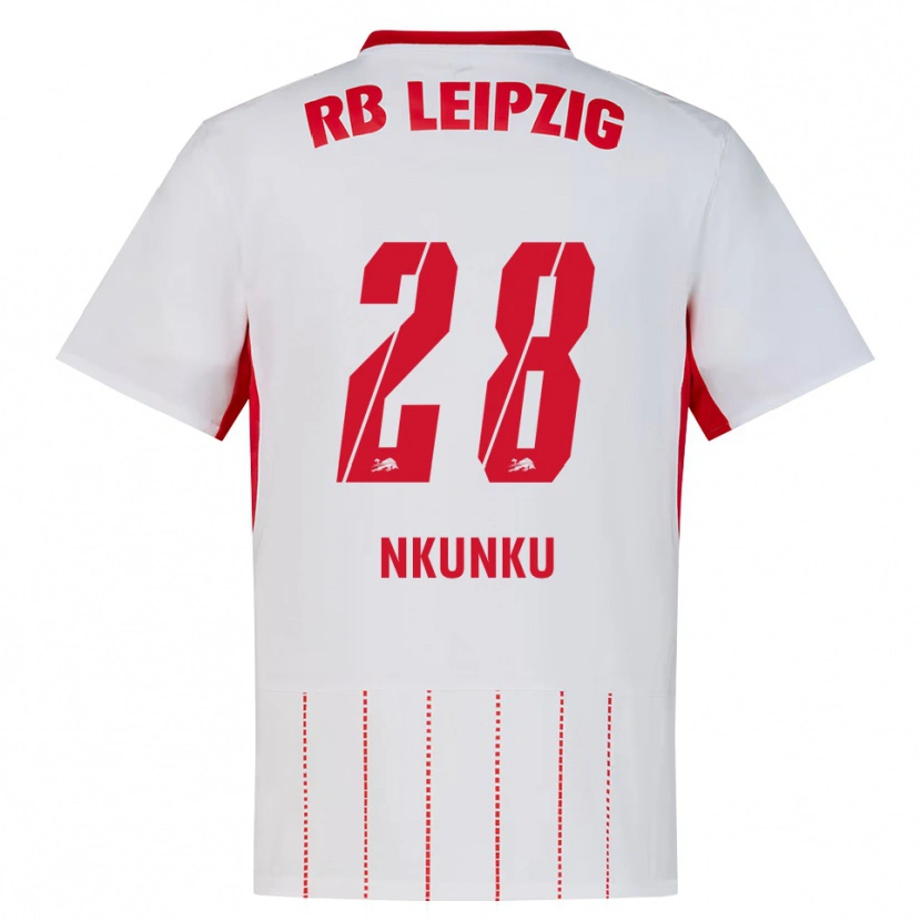 Danxen Børn Christopher Nkunku #28 Rød Hvid Gul Hjemmebane Spillertrøjer 2026/27 Trøje T-Shirt
