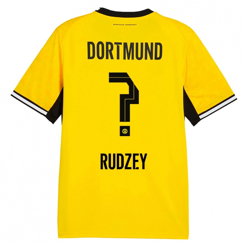 Danxen Børn Nazariy Rudzey #0 Gul Sort Hvid Hjemmebane Spillertrøjer 2026/27 Trøje T-Shirt