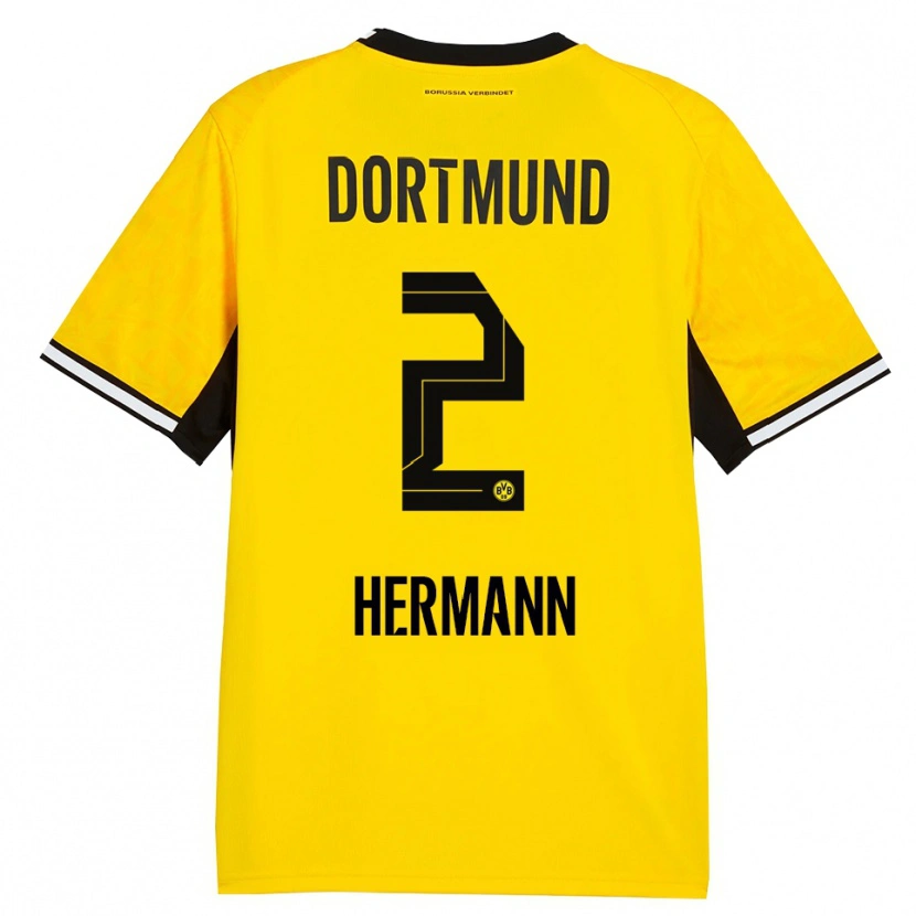 Danxen Børn Ben Hermann #2 Gul Sort Hvid Hjemmebane Spillertrøjer 2026/27 Trøje T-Shirt