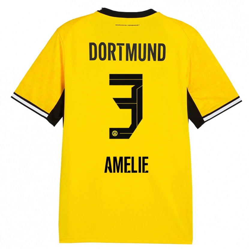 Danxen Børn Berger Amelie #3 Gul Sort Hvid Hjemmebane Spillertrøjer 2026/27 Trøje T-Shirt