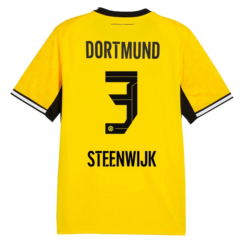Danxen Børn Jenske Steenwijk #3 Gul Sort Hvid Hjemmebane Spillertrøjer 2026/27 Trøje T-Shirt