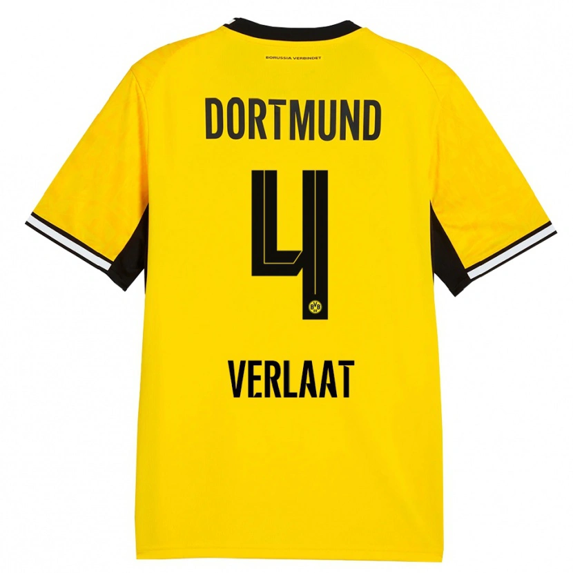 Danxen Børn Jesper Verlaat #4 Gul Sort Hvid Hjemmebane Spillertrøjer 2026/27 Trøje T-Shirt
