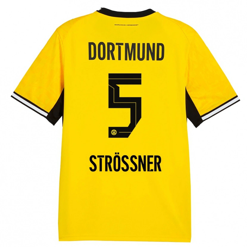 Danxen Børn Lenni Strößner #5 Gul Sort Hvid Hjemmebane Spillertrøjer 2026/27 Trøje T-Shirt