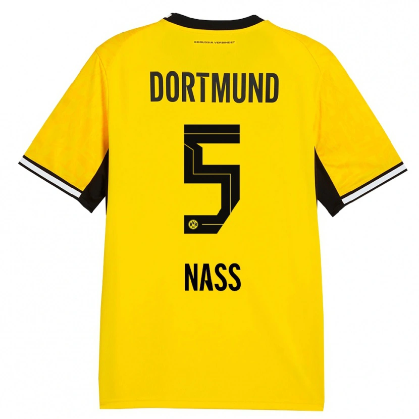 Danxen Børn Maximilian Nass #5 Gul Sort Hvid Hjemmebane Spillertrøjer 2026/27 Trøje T-Shirt