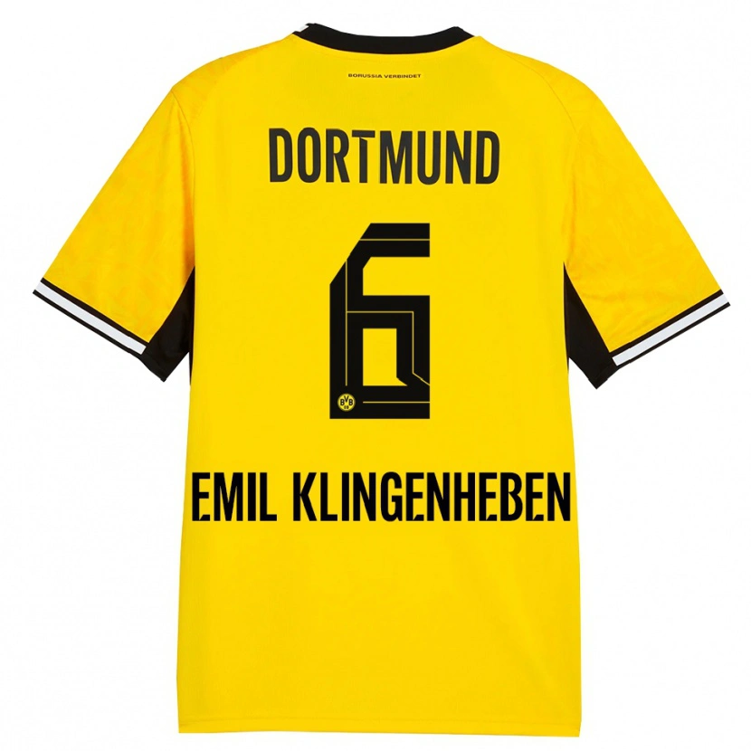 Danxen Børn Maximilian Emil Klingenheben #6 Gul Sort Hvid Hjemmebane Spillertrøjer 2026/27 Trøje T-Shirt