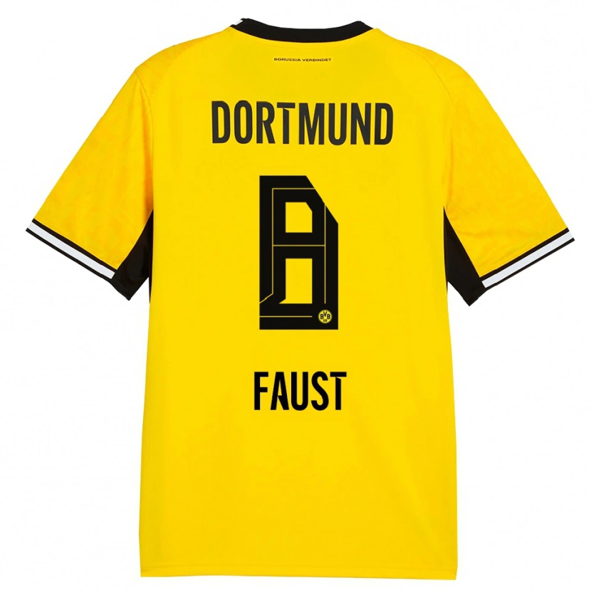 Danxen Børn Tom Faust #8 Gul Sort Hvid Hjemmebane Spillertrøjer 2026/27 Trøje T-Shirt