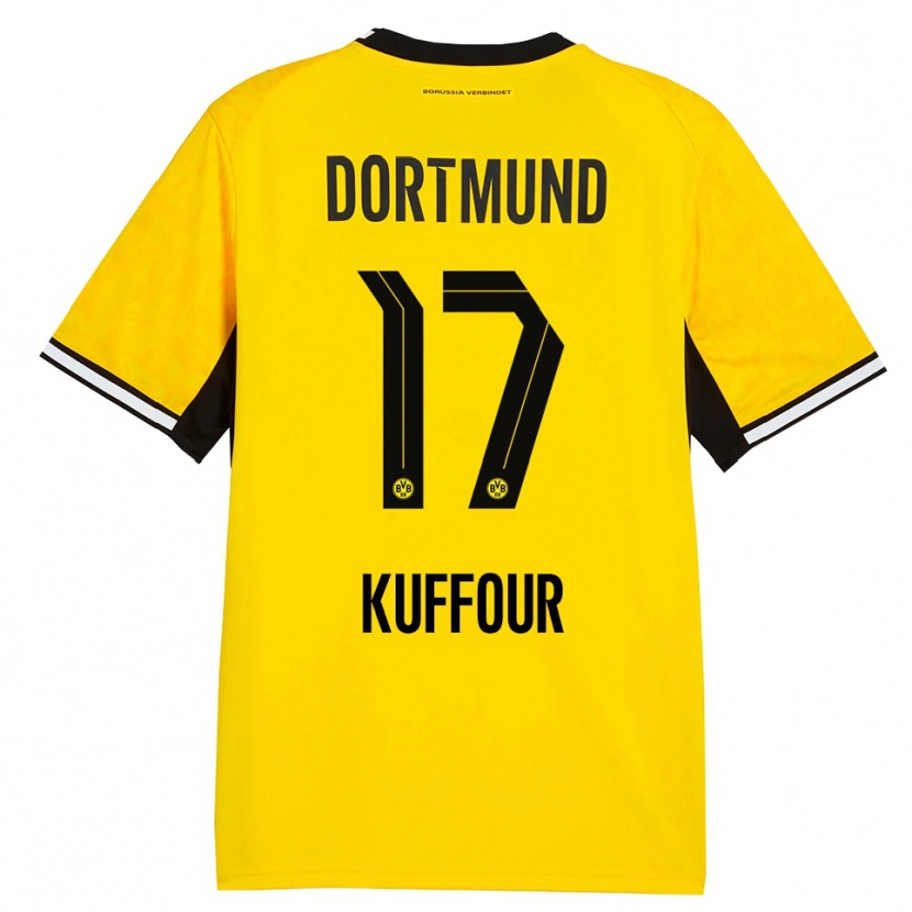Danxen Børn Lloyd-Addo Kuffour #17 Gul Sort Hvid Hjemmebane Spillertrøjer 2026/27 Trøje T-Shirt