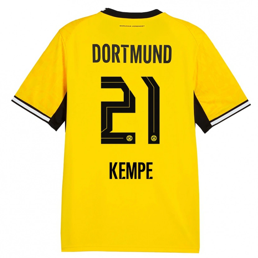 Danxen Børn Frederike Kempe #21 Gul Sort Hvid Hjemmebane Spillertrøjer 2026/27 Trøje T-Shirt