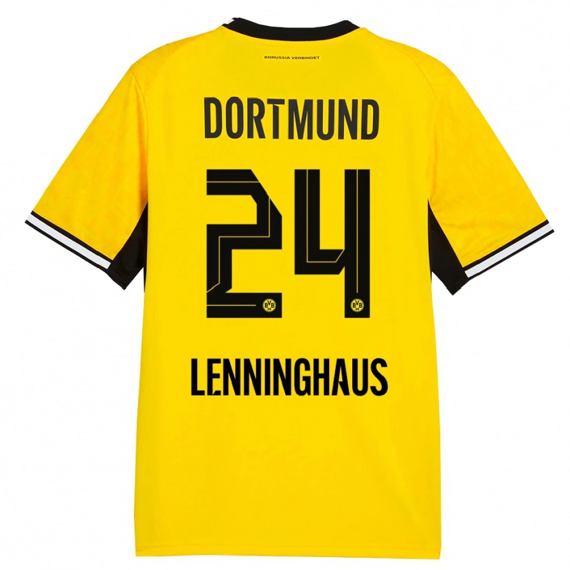 Danxen Børn Mika Lenninghaus #24 Gul Sort Hvid Hjemmebane Spillertrøjer 2026/27 Trøje T-Shirt
