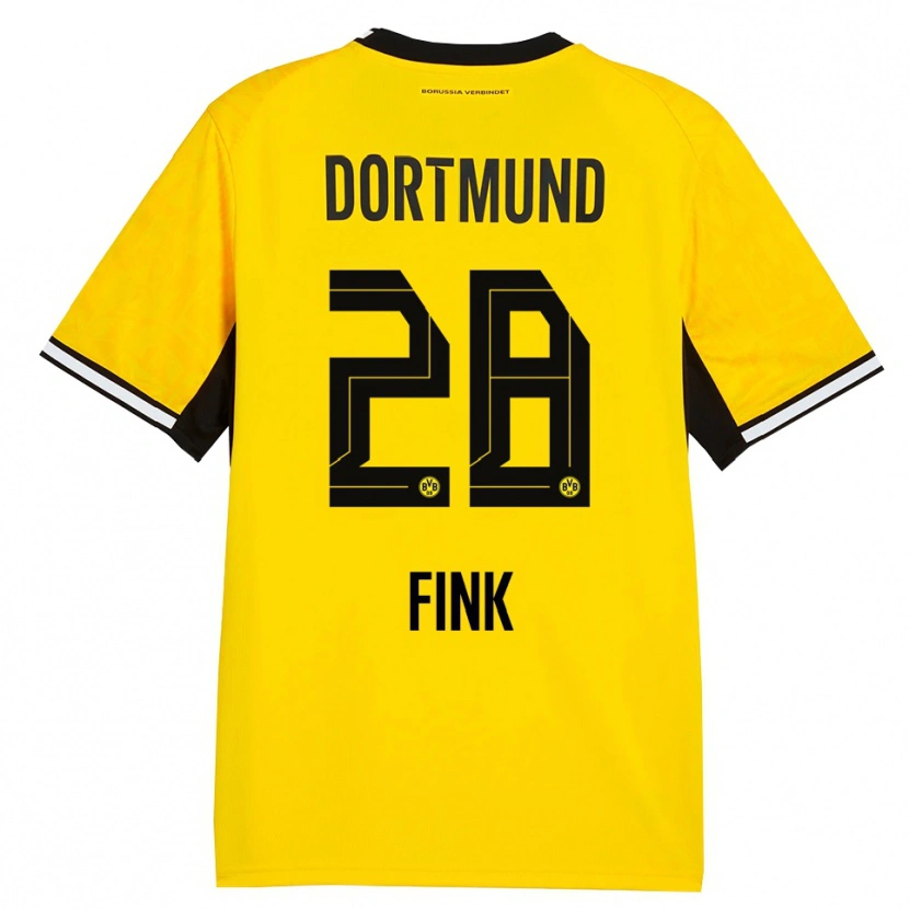 Danxen Børn Bradley Fink #28 Gul Sort Hvid Hjemmebane Spillertrøjer 2026/27 Trøje T-Shirt