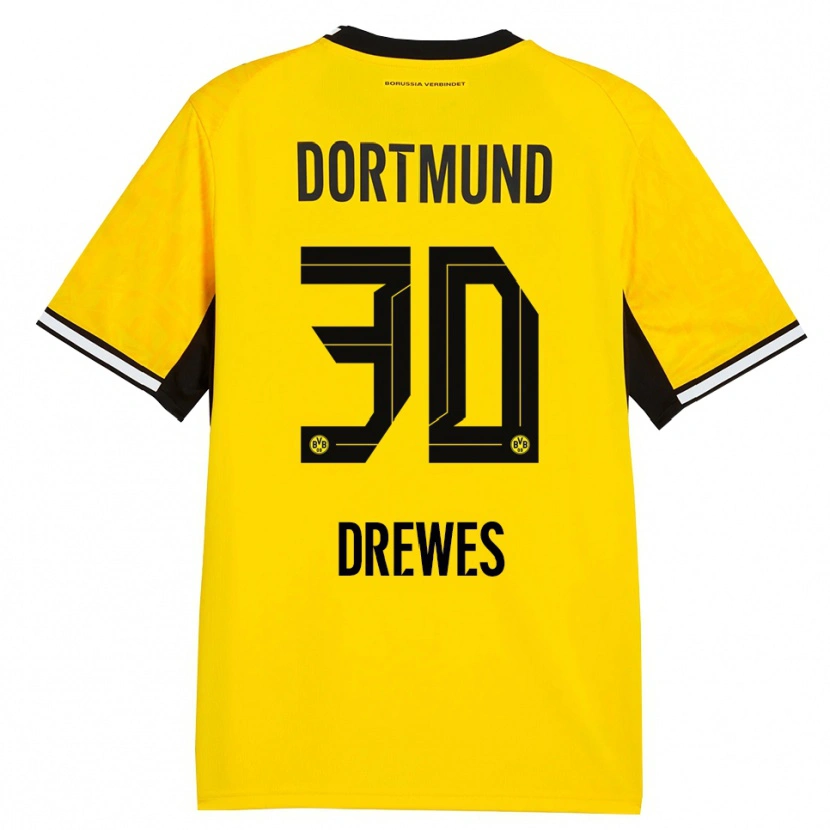 Danxen Børn Patrick Drewes #30 Gul Sort Hvid Hjemmebane Spillertrøjer 2026/27 Trøje T-Shirt