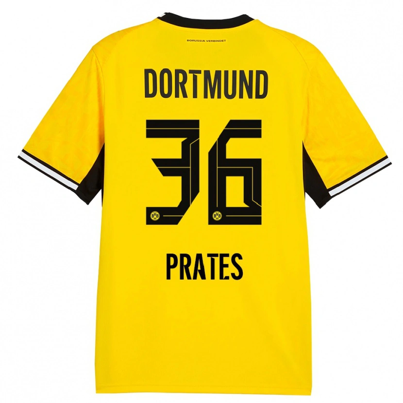 Danxen Børn Kauã Prates #36 Gul Sort Hvid Hjemmebane Spillertrøjer 2026/27 Trøje T-Shirt