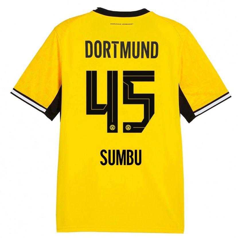 Danxen Børn Daniel Sumbu #45 Gul Sort Hvid Hjemmebane Spillertrøjer 2026/27 Trøje T-Shirt