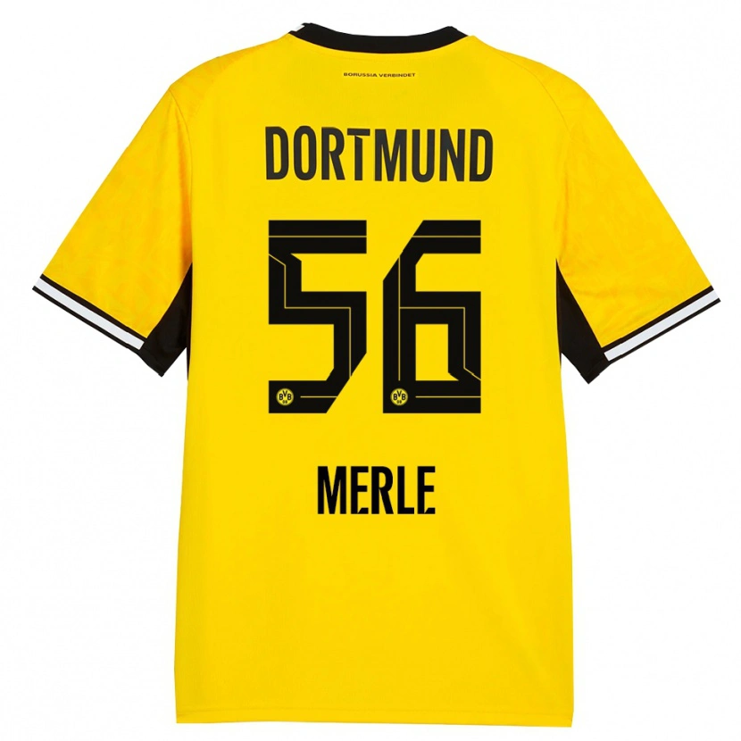 Danxen Børn Albers Merle #56 Gul Sort Hvid Hjemmebane Spillertrøjer 2026/27 Trøje T-Shirt