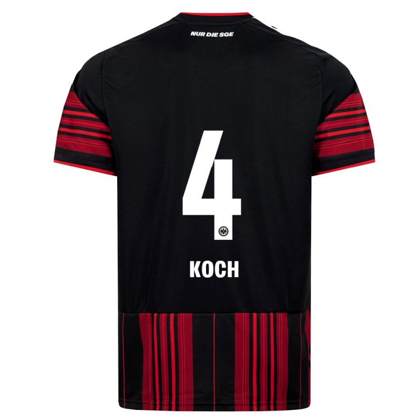 Danxen Børn Robin Koch #4 Sort Rød Hvid Hjemmebane Spillertrøjer 2026/27 Trøje T-Shirt