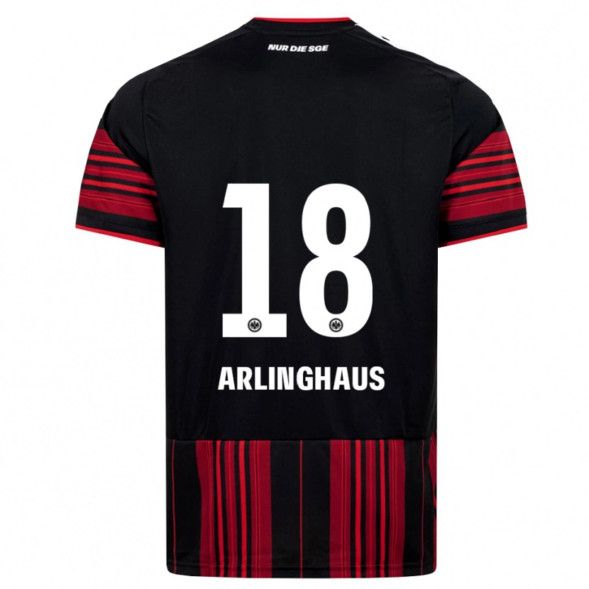 Danxen Børn Maximilian Arlinghaus #18 Sort Rød Hvid Hjemmebane Spillertrøjer 2026/27 Trøje T-Shirt