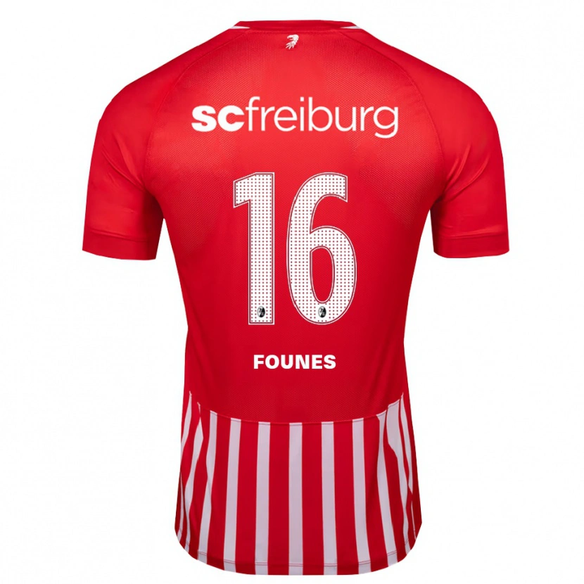 Danxen Børn Kevin Founes #16 Rød Hvid Sort Hjemmebane Spillertrøjer 2026/27 Trøje T-Shirt