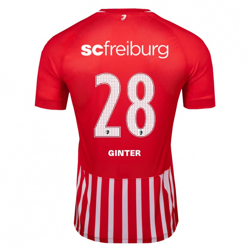 Danxen Børn Matthias Ginter #28 Rød Hvid Sort Hjemmebane Spillertrøjer 2026/27 Trøje T-Shirt