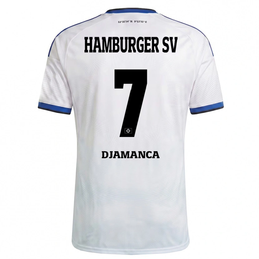 Danxen Børn Ismaila Djamanca #7 Hvid Sort Blå Hjemmebane Spillertrøjer 2026/27 Trøje T-Shirt