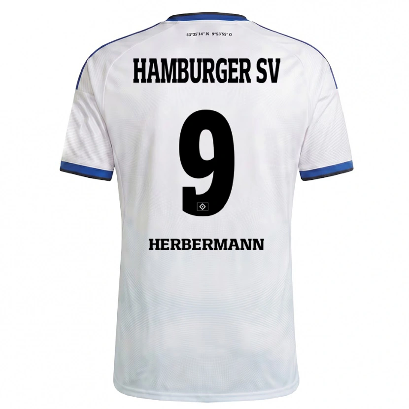 Danxen Børn Kevin Herbermann #9 Hvid Sort Blå Hjemmebane Spillertrøjer 2026/27 Trøje T-Shirt
