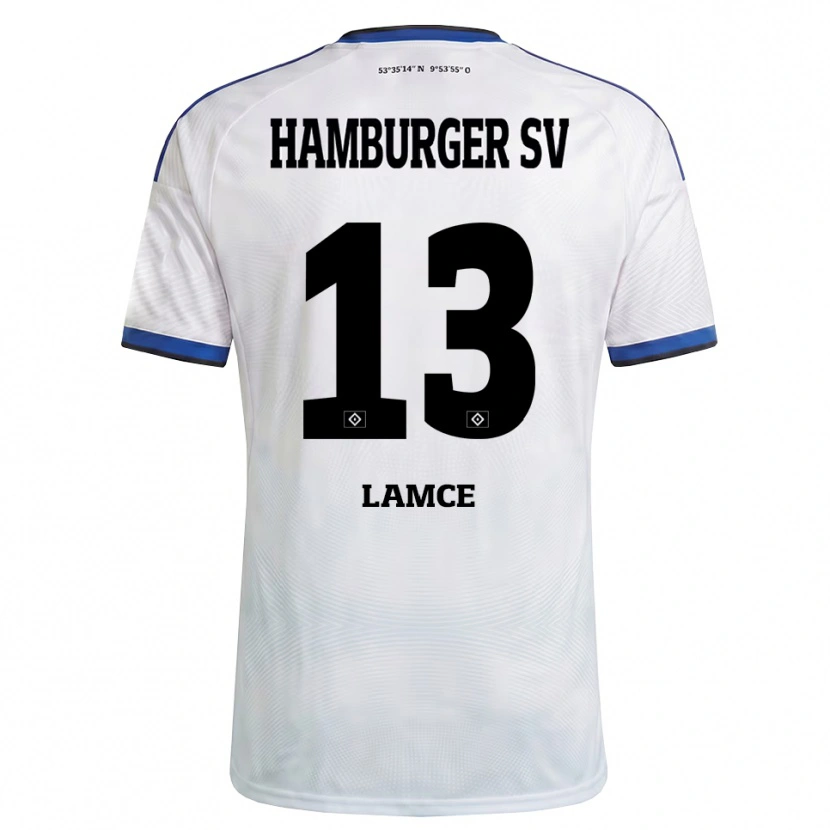 Danxen Børn Benjamin Lamce #13 Hvid Sort Blå Hjemmebane Spillertrøjer 2026/27 Trøje T-Shirt