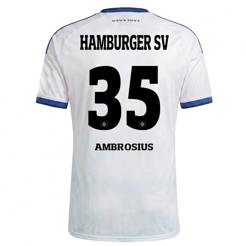 Danxen Børn Stephan Ambrosius #35 Hvid Sort Blå Hjemmebane Spillertrøjer 2026/27 Trøje T-Shirt