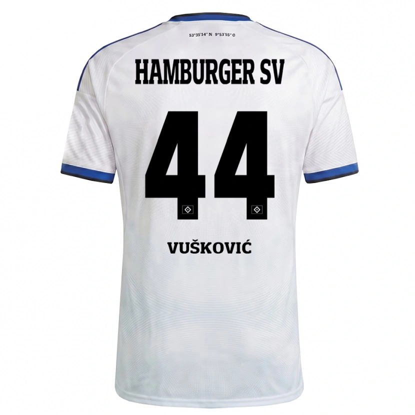 Danxen Børn Mario Vuskovic #44 Hvid Sort Blå Hjemmebane Spillertrøjer 2026/27 Trøje T-Shirt