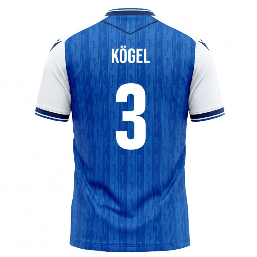 Danxen Børn Elias Kögel #3 Kongelig Blå Hvid Hjemmebane Spillertrøjer 2026/27 Trøje T-Shirt