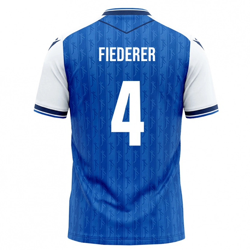 Danxen Børn Tom Fiederer #4 Kongelig Blå Hvid Hjemmebane Spillertrøjer 2026/27 Trøje T-Shirt