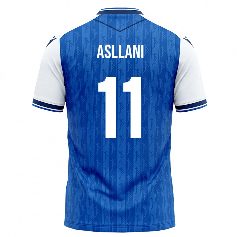 Danxen Børn Fisnik Asllani #11 Kongelig Blå Hvid Hjemmebane Spillertrøjer 2026/27 Trøje T-Shirt