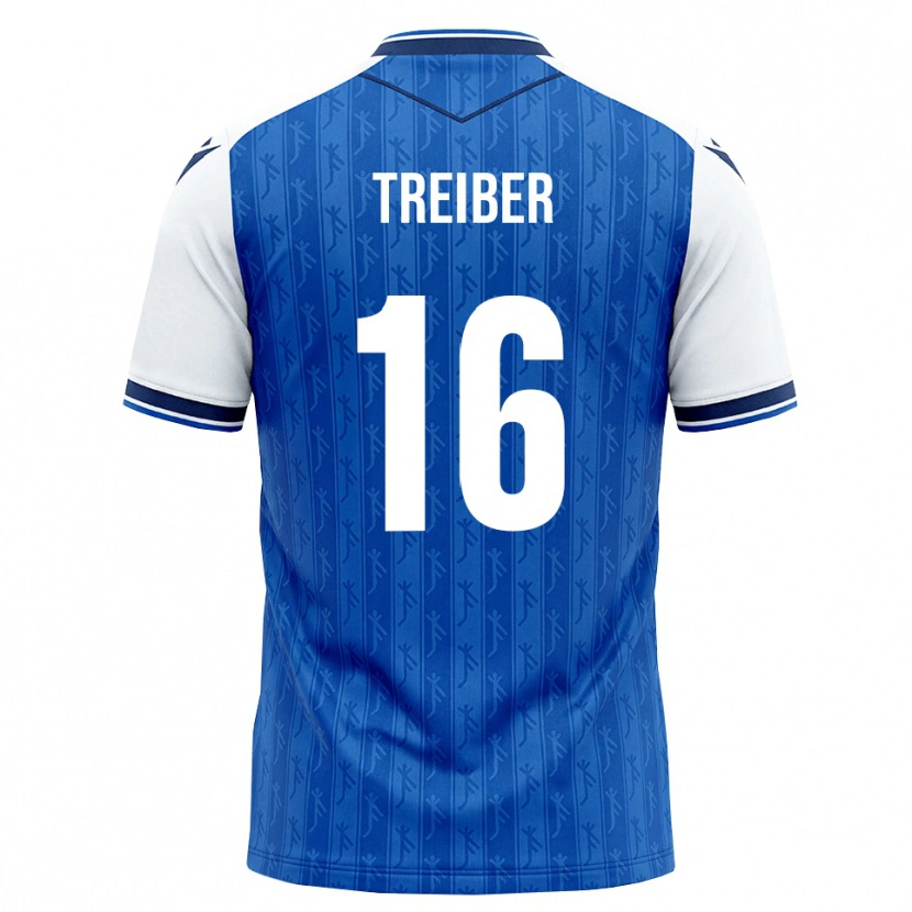 Danxen Børn Julian Treiber #16 Kongelig Blå Hvid Hjemmebane Spillertrøjer 2026/27 Trøje T-Shirt