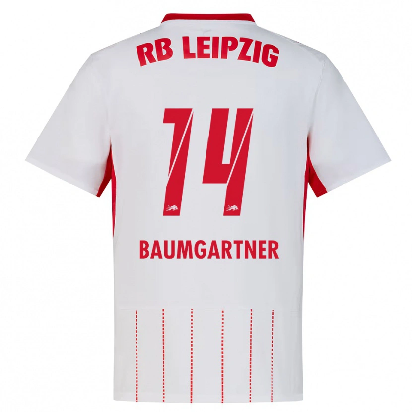 Danxen Børn Christoph Baumgartner #14 Rød Hvid Gul Hjemmebane Spillertrøjer 2026/27 Trøje T-Shirt
