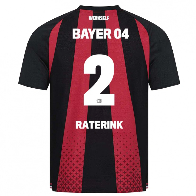 Danxen Børn Othniël Raterink #2 Sort Hvid Rød Hjemmebane Spillertrøjer 2026/27 Trøje T-Shirt