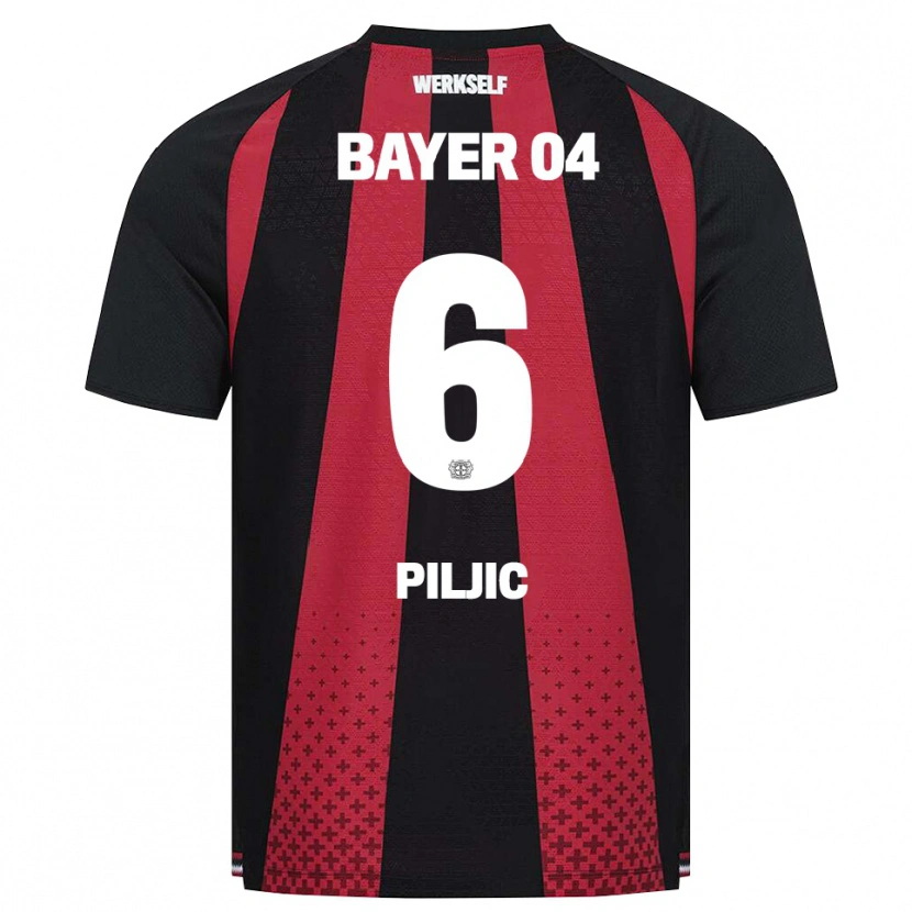 Danxen Børn Katharina Piljic #6 Sort Hvid Rød Hjemmebane Spillertrøjer 2026/27 Trøje T-Shirt