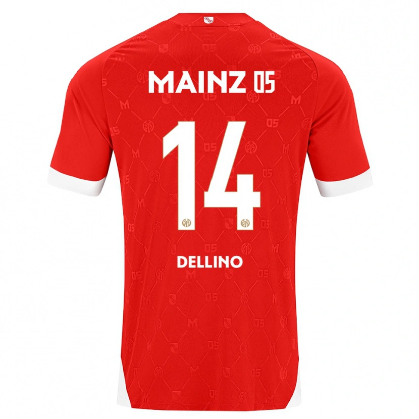 Danxen Børn Luca Dellino #14 Rød Hvid Hjemmebane Spillertrøjer 2026/27 Trøje T-Shirt