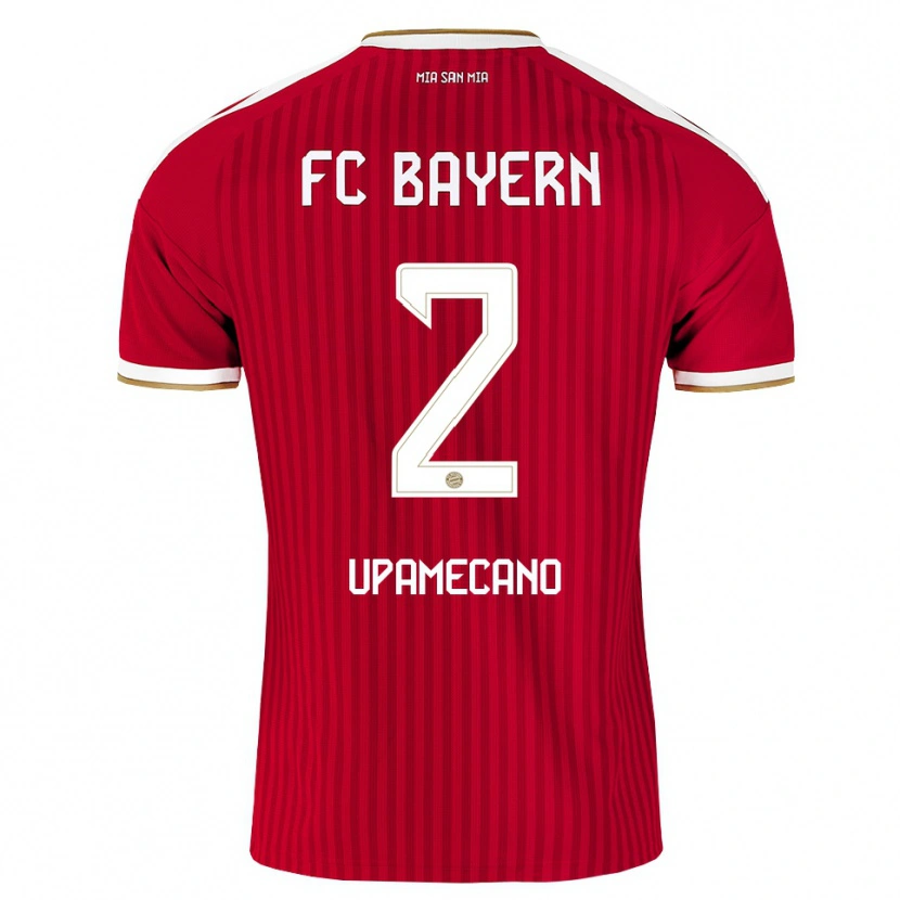 Danxen Børn Dayot Upamecano #2 Rød Hvid Blå Hjemmebane Spillertrøjer 2026/27 Trøje T-Shirt