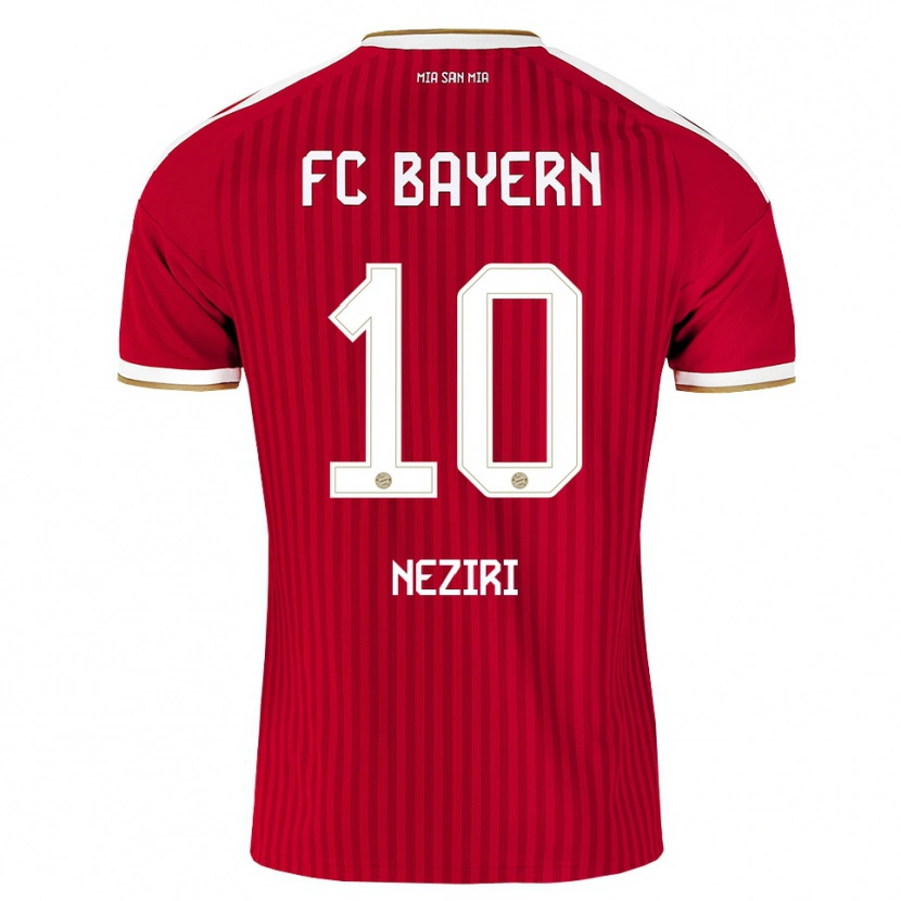 Danxen Børn Behar Neziri #10 Rød Hvid Blå Hjemmebane Spillertrøjer 2026/27 Trøje T-Shirt